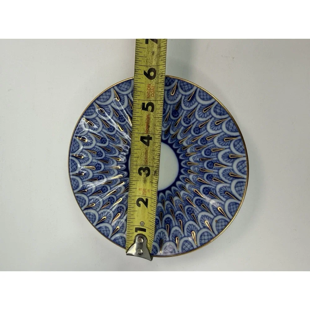 Lomonosov Porcelain Tea Cup Saucer Forget Me Not Cobalt Blue Gold USSR LFZ